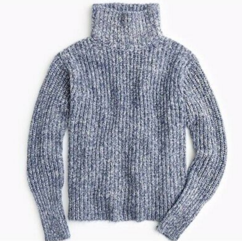 J Crew Point Sur ribbed turtleneck sweater in marled blue